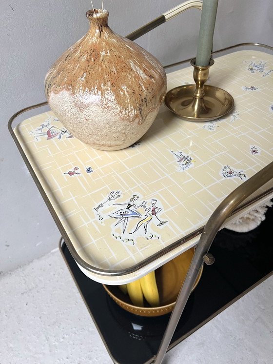 Image 1 of Serving trolley bar cart 1950s/60s with glass shelves
