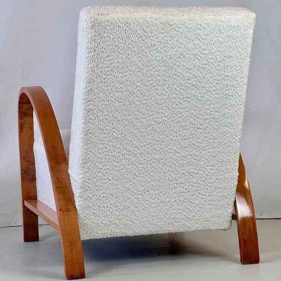 Image 1 of Paar französische Art-Déco-Sessel mit weißem Bouclé-Stoff, 1930er Jahre