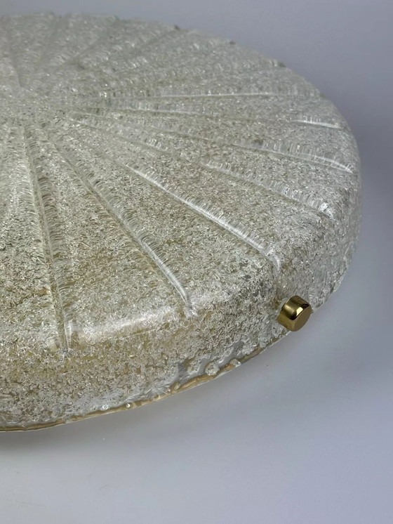 Image 1 of Lámpara de techo de los años 60 y 70, plafón empotrado de cristal de hielo Hillebrand