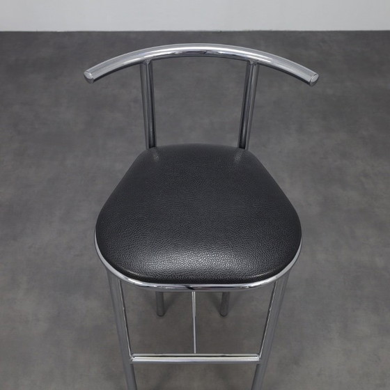 Image 1 of Satz von 4 postmodernen Barhockern in Chrom, 1990er Jahre