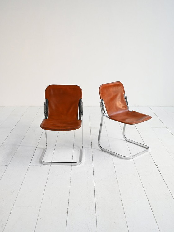 Image 1 of Ensemble de 2 chaises attribuées à Willy Rizzo pour Cidue, années 1970