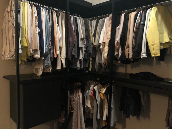 Image 1 of Porro begehbarer Kleiderschrank, schwarzer Ständer, Einlegeböden Melamin-Kohlefaser