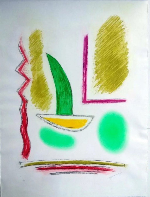 RÀFOLS CASAMADA (Lithograph 95 x 74 cm) ”Sailing boat”
