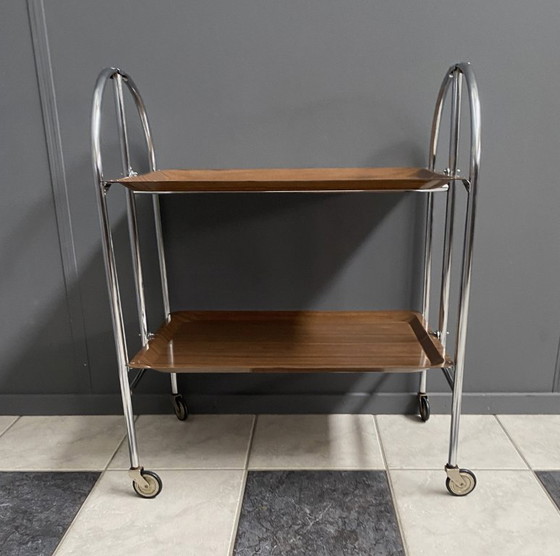 Foldable Serving Trolley by Bremshey & Co 1970s – Bar carts, Metal, lamine (photo 7 of 11)