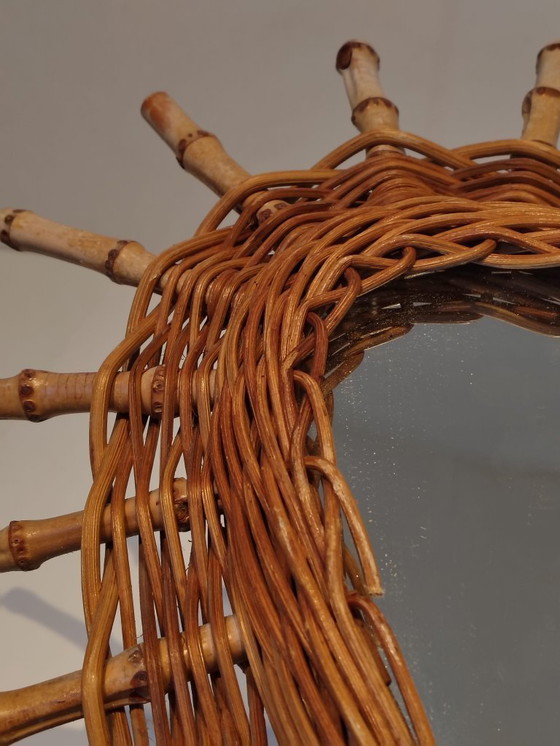 Image 1 of Ovale zonnespiegel in rotan