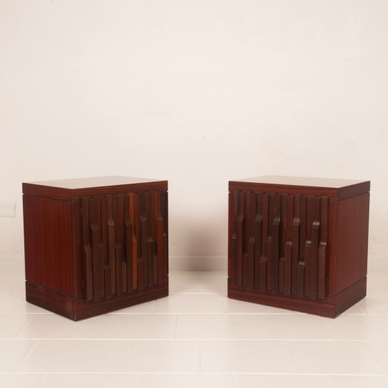 Luciano Frigerio Brutaliste Bois de Padouk Gaetano Tables de nuit pour Frigerio di Desio – Wood (photo 4 of 23)