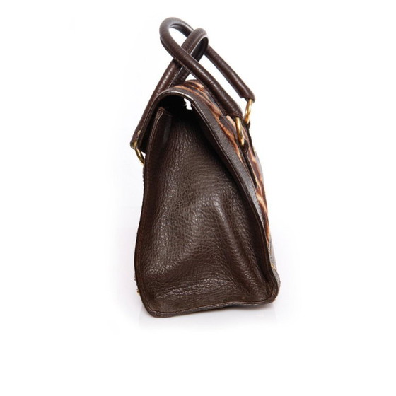 Image 1 of Dolce & Gabbana, Borsa a mano in pelle marrone con stampa giraffa in pelo di vitello.