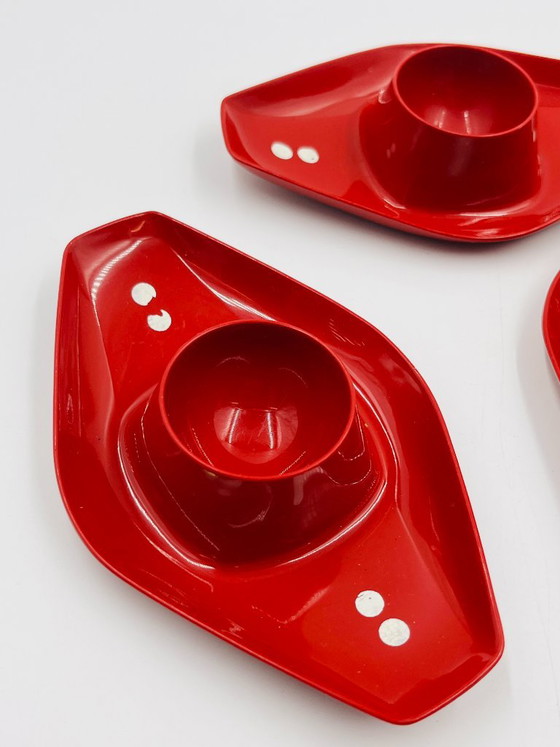Set di 3 portauova Space Age Kayser, Accessori da tavola, Plastica, Rosso (foto 3 di 8)