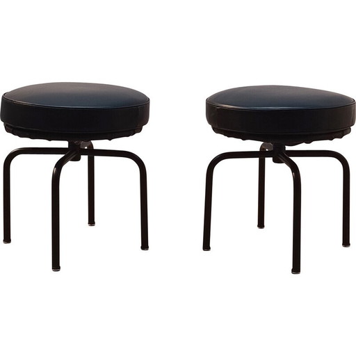 Tabouret vintage Lc8 en cuir et métal par Charlotte Perriaud pour Cassina