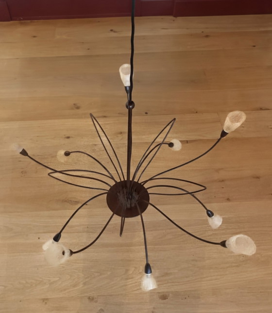 Sputnik Designlamp met glazen kelkjes (10-lichts) - Vintage – Hanglampen, Glass, Metal (photo 3 of 5)