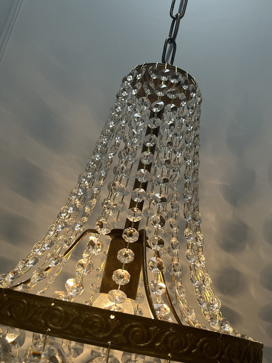 Image 1 of Candelabros de bolsillo de cristal de 2 piezas con marco de bronce