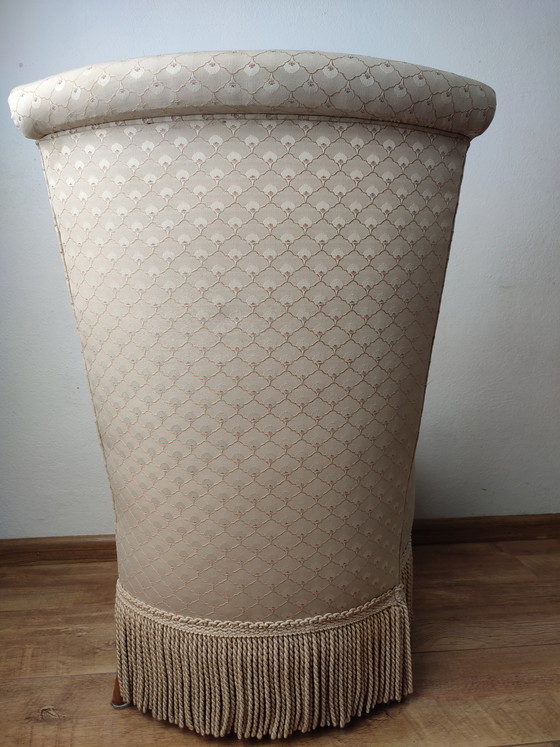 Image 1 of Boudoir stoel stoeltje cocktail creme franjes + opbergruimte naaikist