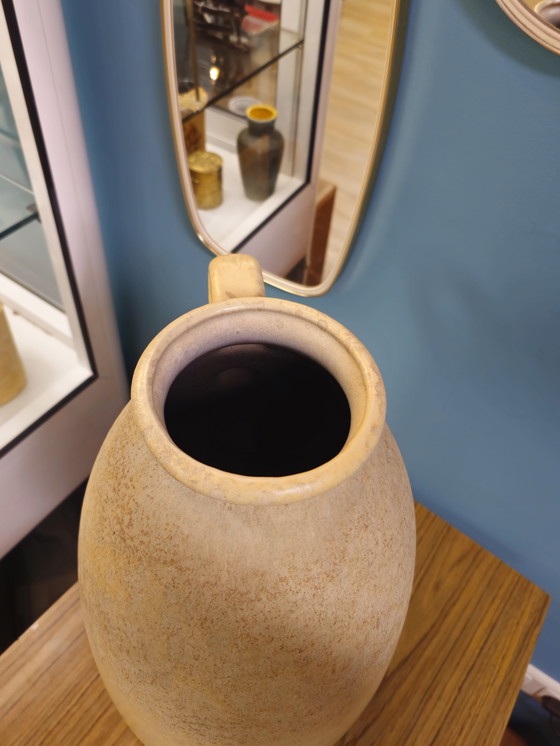 Image 1 of Vaso da pavimento vintage della Germania Ovest, vaso a forma di orecchio, beige