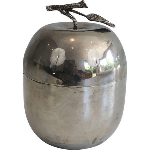 Vintage zilveren metalen ijsblokjesemmer, 1970
