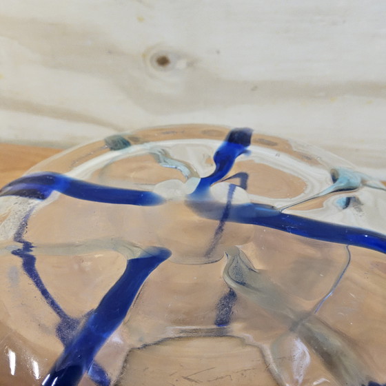 Image 1 of Vintage hand-blown Murano transparent / cobalt blue vase