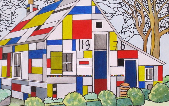 Image 1 of The 'Mondriaan' House (hand-painted)