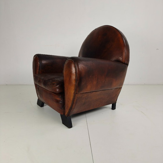 Image 1 of Poltrona da club per gentiluomini in stile Art Déco in pelle