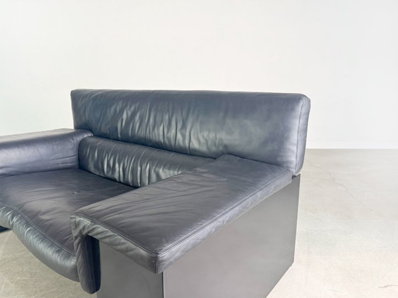 Image 1 of Original Knoll Brigadier two-seater leather black Cini Boeri 1980