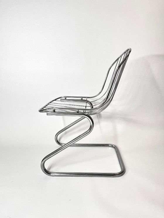 Image 1 of 1/2 sedie da pranzo vintage in metallo con cuscini in velluto marrone, Italia, 1970