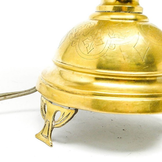 Vintage Glass Table Lamp, Germany, 1950s – Brass (photo 3 of 9)