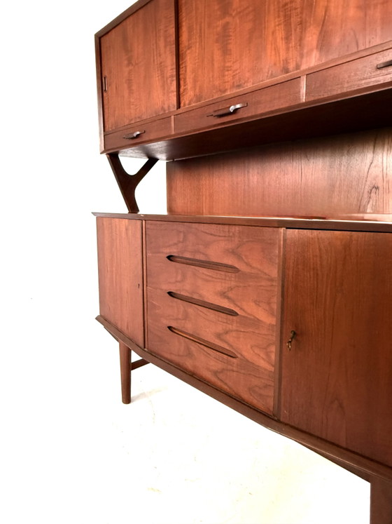 Vintage Deens teakhouten highboard, Højbjerg Møbelfabrik ‘60 – High boards, Glass, Wood (photo 8 of 12)