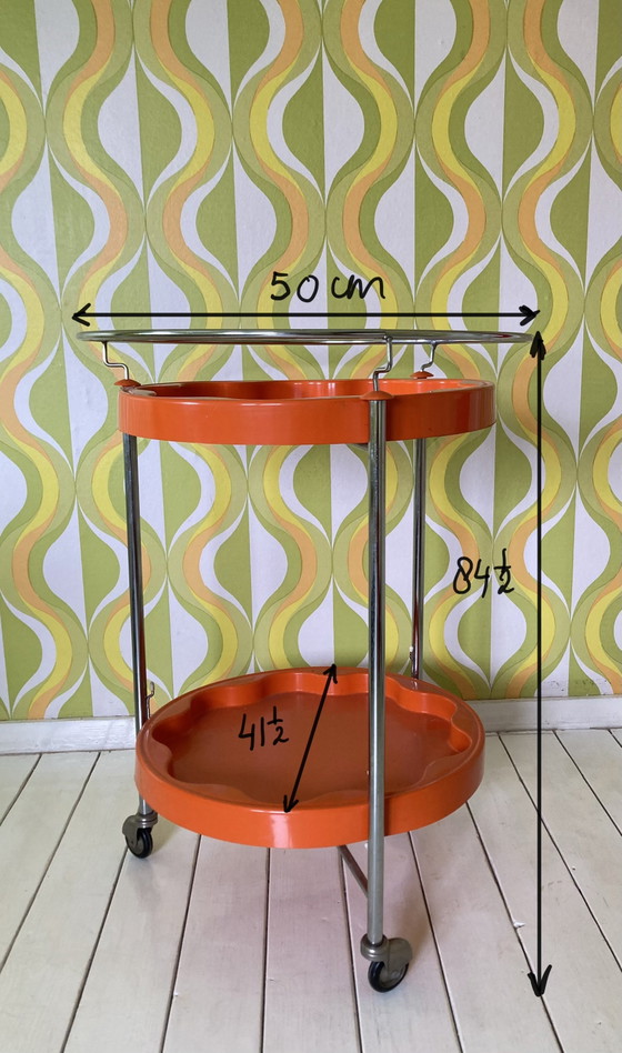 Image 1 of Vintage jaren 70 kunststof theewagen, trolley, bijzettafel 