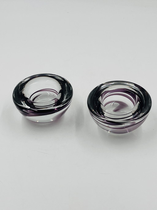 Set of two Kosta boda candleholders by Anna Ehrner