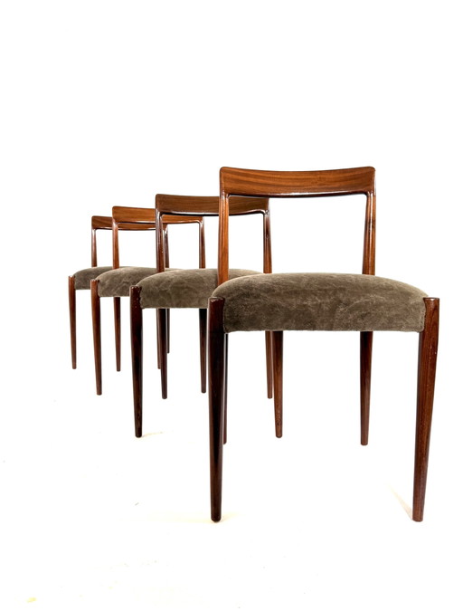 Set Van 4 Vintage Eetkamerstoelen, Lübke ‘70 – Wood, Textile (photo 2 of 10)
