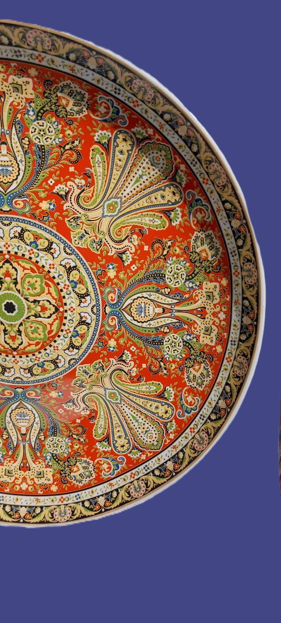 Image 1 of Large Chinese decorative plate with traditional Middle Eastern and Islamic patterns.