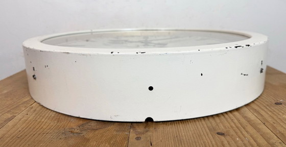 Image 1 of Large White Industrial Factory Wall Clock from Siemens, 1950s