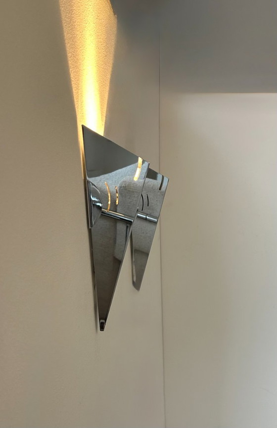 Image 1 of Coppia di applique vintage, metallo cromato, Francia, 1980