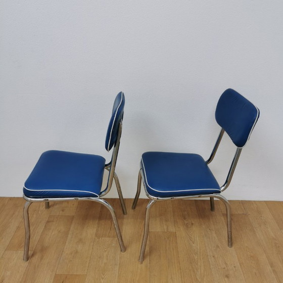 Image 1 of Sedie vintage Mid-Century in tubo cromato e similpelle, sedie da pranzo