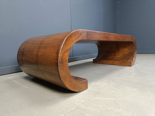 Mid-Century Modern Large Wooden Scroll Coffee Table Baughman Style, 1960s