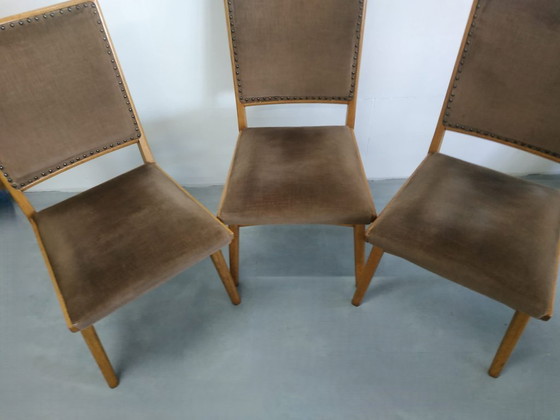 Image 1 of Prachtige set van 3 vintage jaren Scandinavische stijl 50-60 eetkamer keukenstoelen