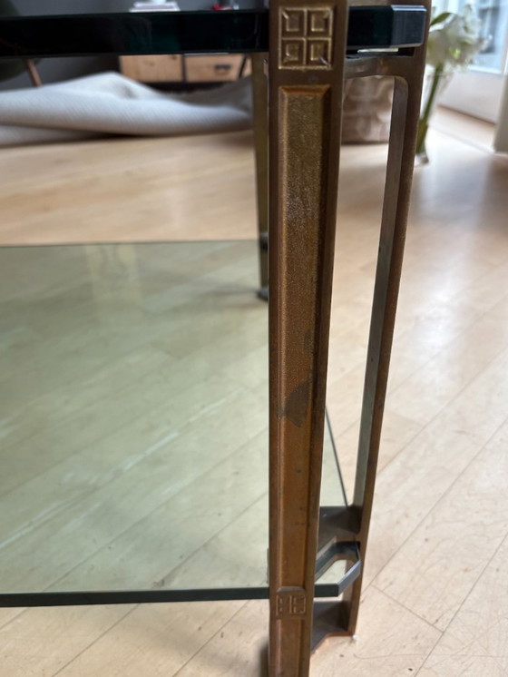 Image 1 of Tavolino da caffè vintage in vetro Peter Ghyzhi con gambe in ottone