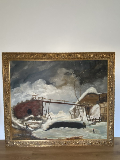 Groot schilderij met prachtige lijst van Bolwerk