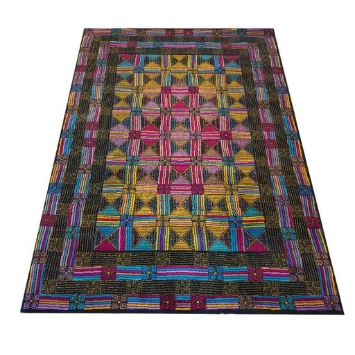 Magnifique tapis géométrique italien en laine des années 1980, signé Missoni pour T&J Vestor