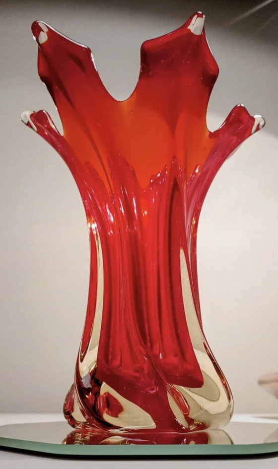 Image 1 of Maple leaf Murano sommerso vintage vaas