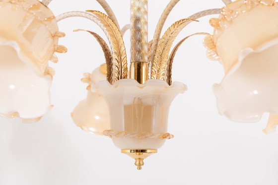 Image 1 of Kroonluchter 'Bloem' van Muranoglas, jaren 60, Italië