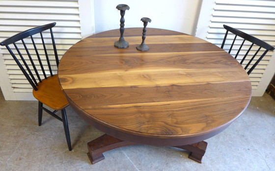 Image 1 of tavolo da pranzo antico rotondo in mogano stile impero