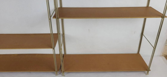 Scaffale String in legno e metallo dorato anni '60, Scaffali a muro, Vintage (foto 7 di 10)