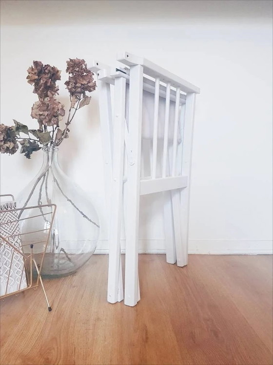 Sedia pieghevole vintage in legno bianco – Sedie e poltrone, Wood, Cotton (photo 7 of 8)