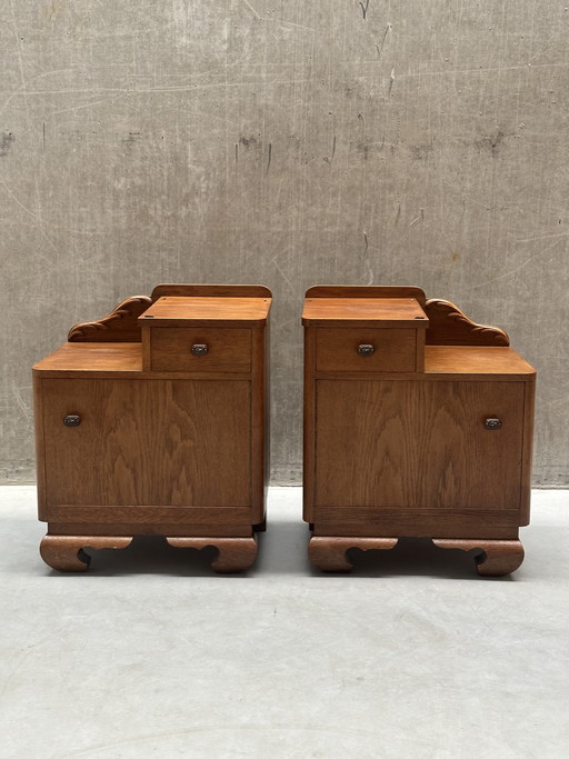Set of 2 Art Deco / Art Nouveau bedside tables