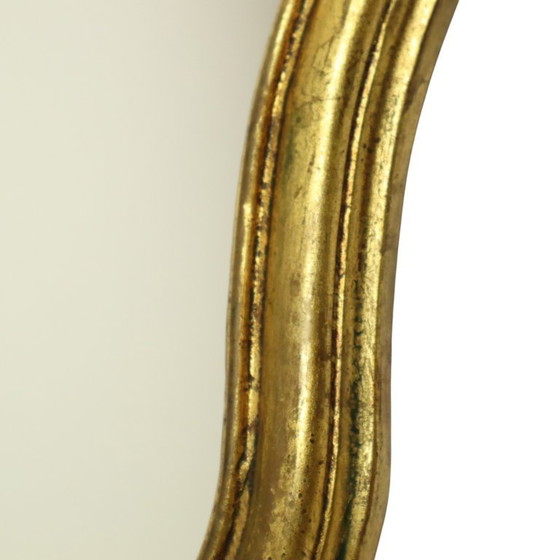 Image 1 of Specchio con decorazioni a cresta francese e foglia d'oro, 48 cm