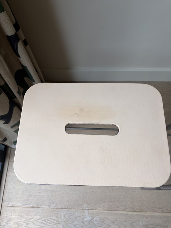 Image 1 of Frama ADAM stool | raw steel | natural leather | H65 | bar kruk
