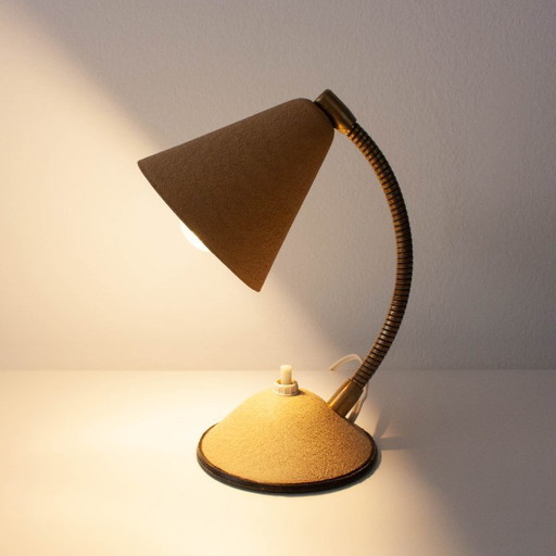 Lampe de table vintage beige à col de cygne, Allemagne années 1950