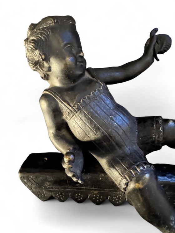Paar putti met vogels in gebronsd brons, Beeldhouwkunst, Zwart (foto 6 van 10)