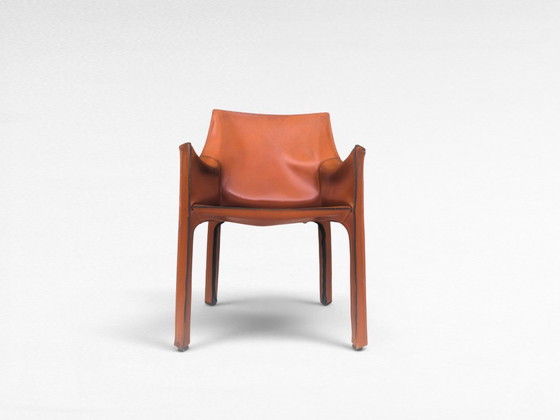 Image 1 of Stuhl CAB 413 in cognacfarbenem Leder von Mario Bellini für Cassina, Italien, 1970er Jahre