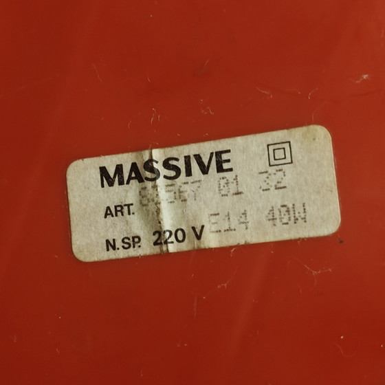 Rare Massive Space Age Table Lamp – Unique Red & White Vintage Design (1970s) – Plastic (photo 3 of 9)