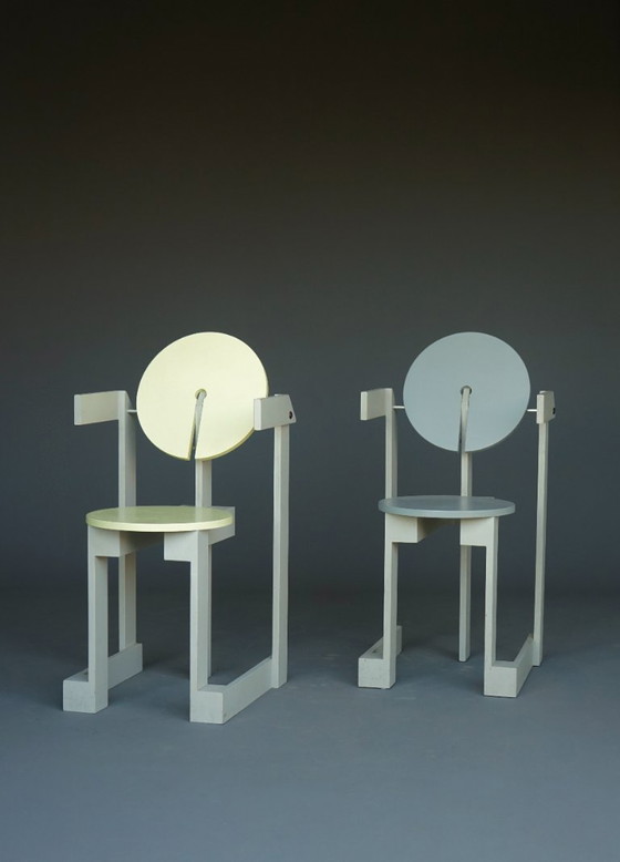 Image 1 of Rare pair of 'Plakhout' side chairs by Henk Lampe, 1979